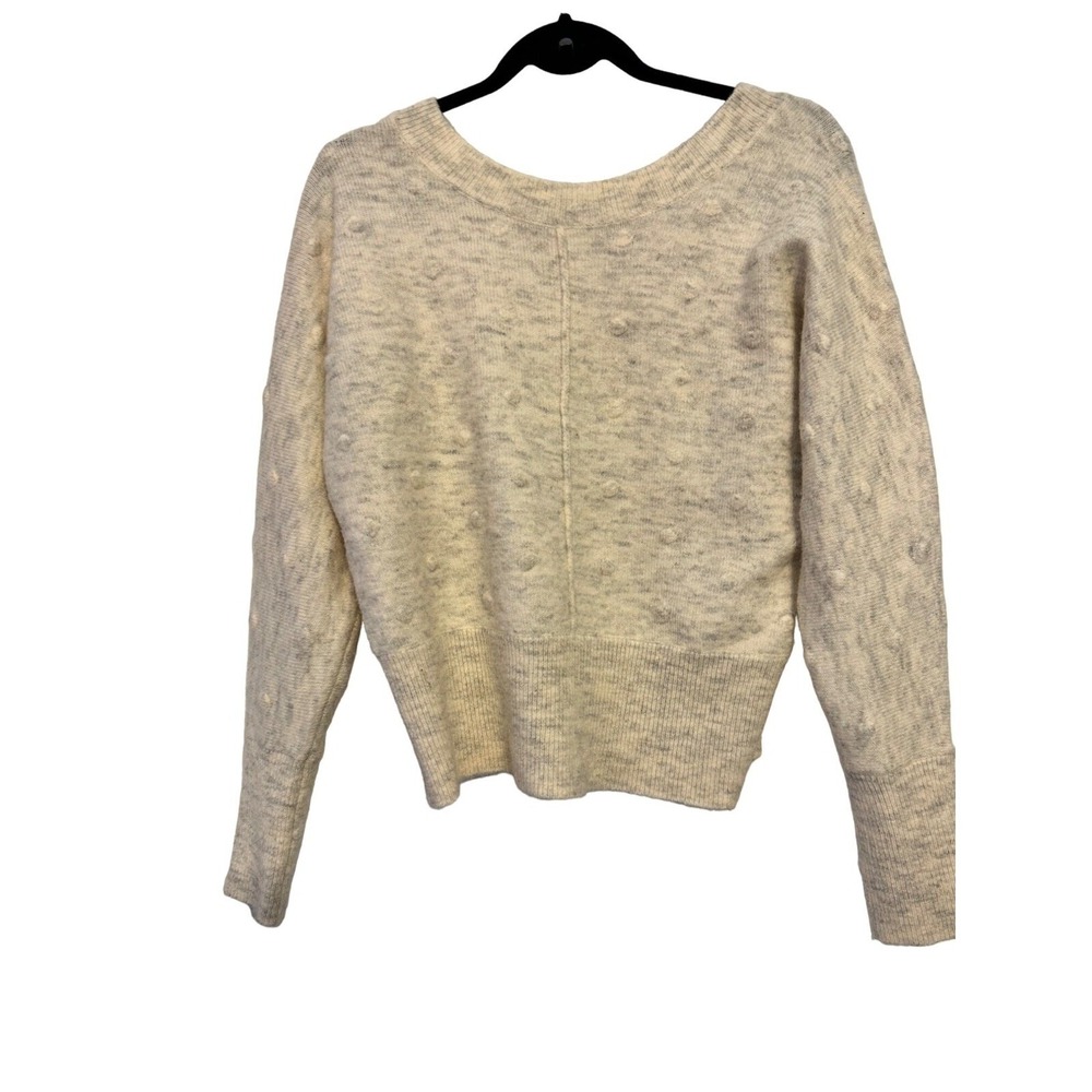 William Rast Sweater Popcorn Knit Cream‎ Grey Marl V-Neck Cozy Small Cottagecore